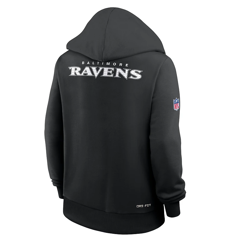 Women's Nike Black Baltimore Ravens Sideline Standard Issue Initial Home Dri-FIT Hoodie