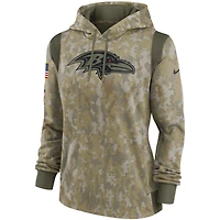 Women's Nike Camo Baltimore Ravens 2021 Salute To Service - Therma Performance Pullover Hoodie