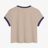 T-shirt court Nike crème Baltimore Ravens Rewind Ringer Mod pour femme
