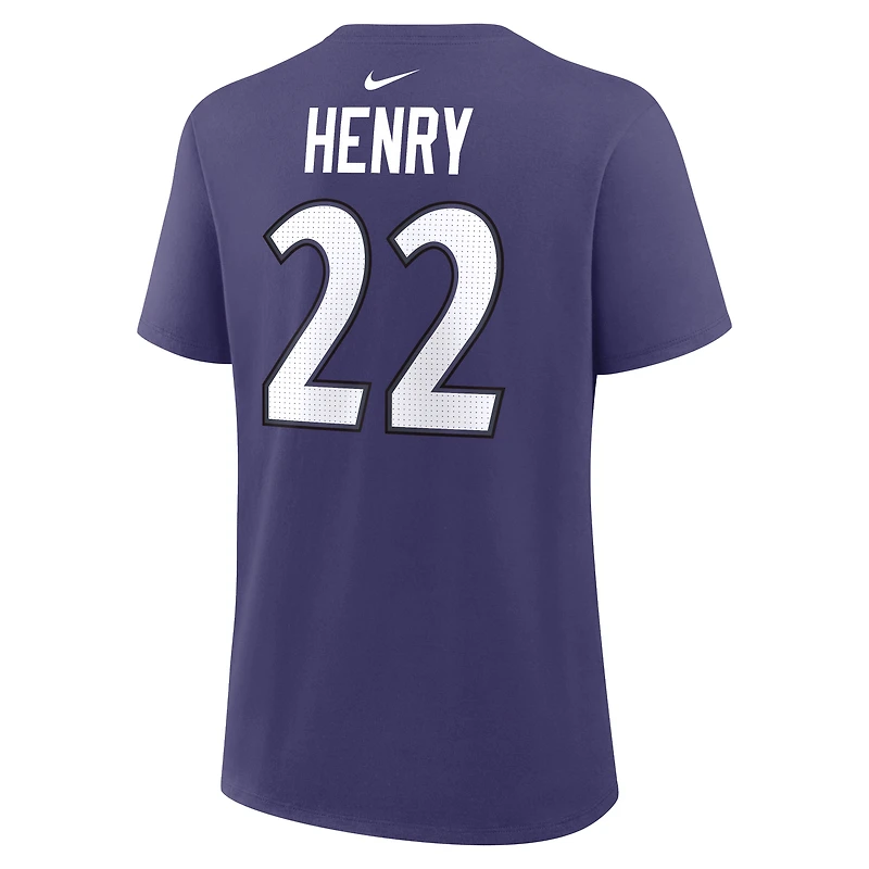 T-shirt Nike pour femme Derrick Henry violet Baltimore Ravens avec nom et numéro