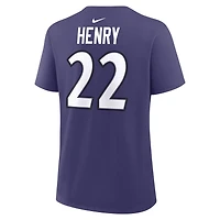 T-shirt Nike pour femme Derrick Henry violet Baltimore Ravens avec nom et numéro