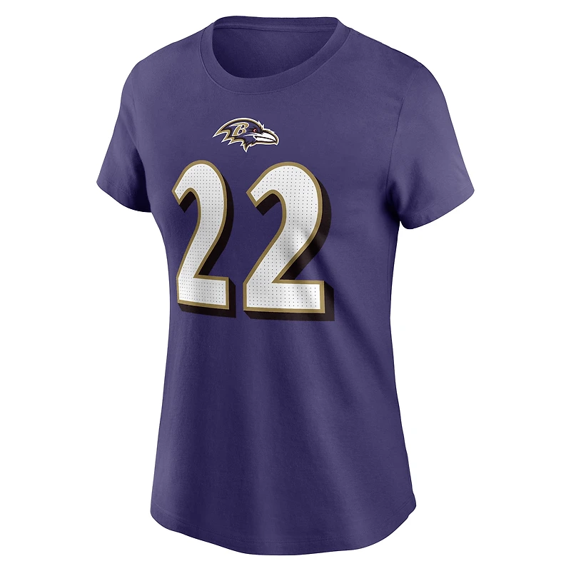 T-shirt avec nom et numéro de joueur Nike Derrick Henry violet Baltimore Ravens pour femme