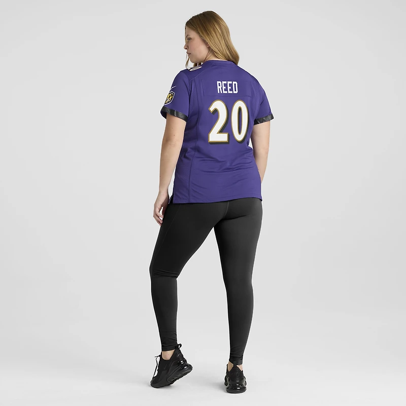 Maillot de joueur retraité Nike Ed Reed violet Baltimore Ravens Game pour femme
