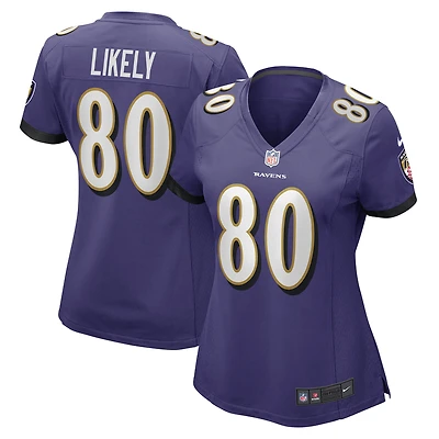 Maillot de match joueur des Ravens Baltimore Nike Isaiah Likely violet pour femme