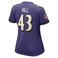Maillot de match Nike Justice Hill violet Baltimore Ravens pour femme
