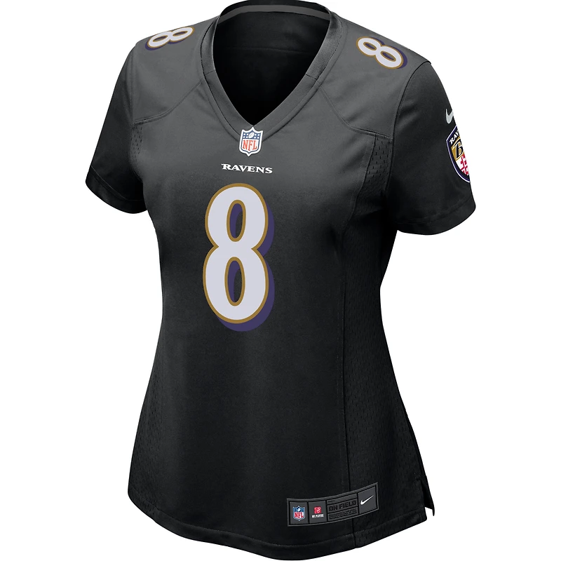 Maillot d'événement de match Nike Lamar Jackson pour femmes, noir, Baltimore Ravens