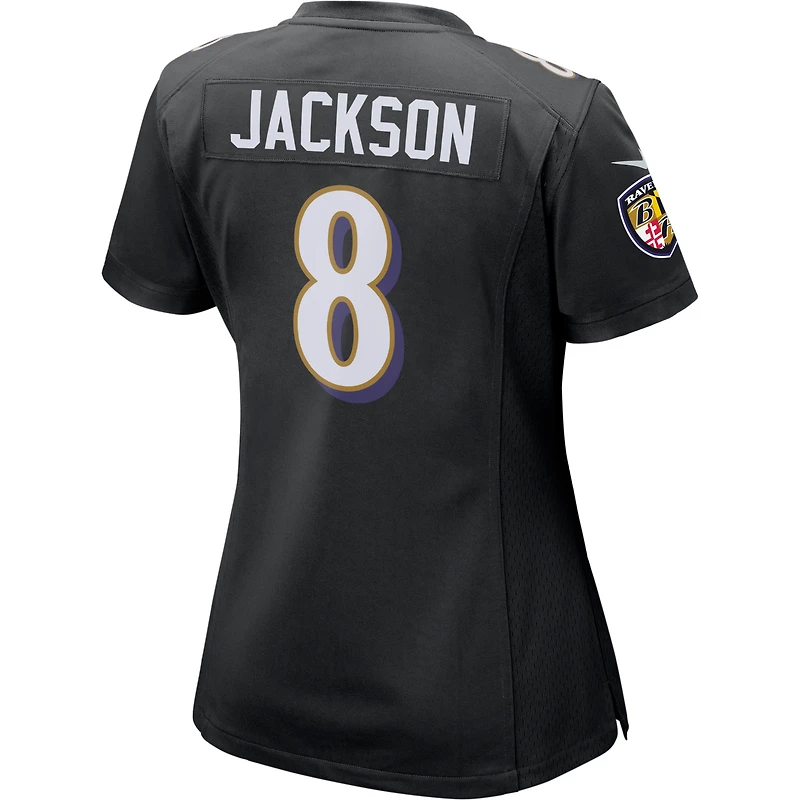 Maillot d'événement de match Nike Lamar Jackson pour femmes, noir, Baltimore Ravens