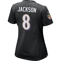 Maillot d'événement de match Nike Lamar Jackson pour femmes, noir, Baltimore Ravens