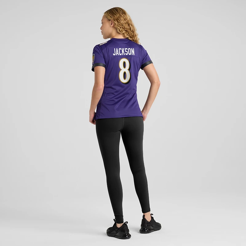 Maillot de match Nike Lamar Jackson violet Baltimore Ravens pour femme