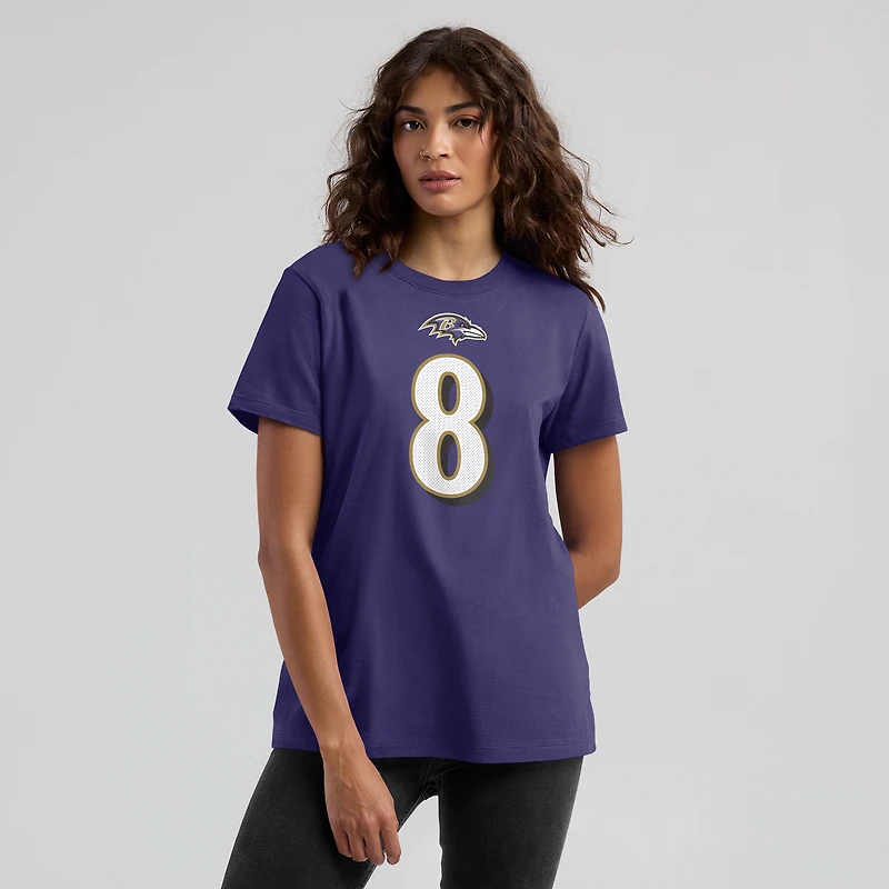 Women's Nike Lamar Jackson Purple Baltimore Ravens Name & Number T-Shirt