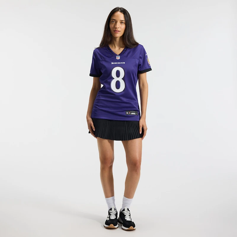 Maillot de match Nike Lamar Jackson violet des Ravens Baltimore pour femmes