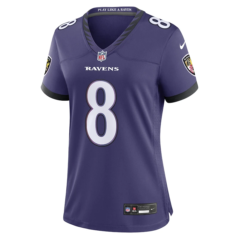 Maillot de match Nike Lamar Jackson violet des Ravens Baltimore pour femmes
