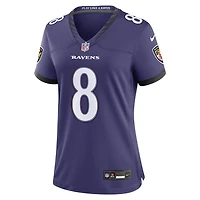 Maillot de match Nike Lamar Jackson violet des Ravens Baltimore pour femmes