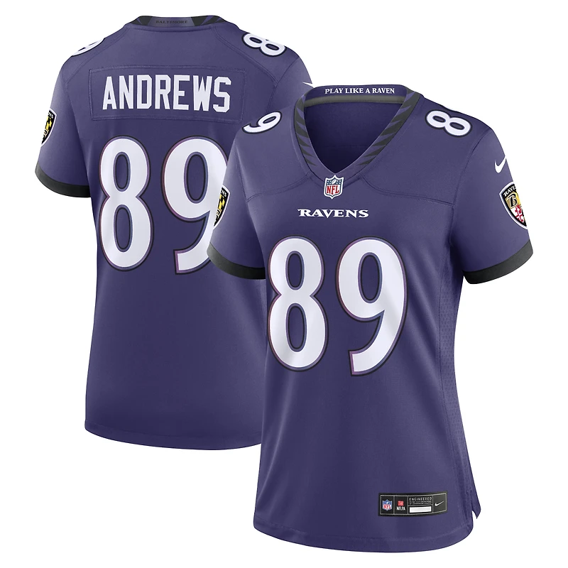 Maillot de match Nike Mark Andrews violet pour femme, équipe des Ravens Baltimore