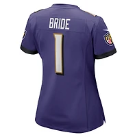Maillot de match Nike numéro 1 Bride violet Baltimore Ravens pour femme