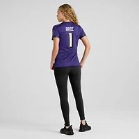 Maillot de match Nike numéro 1 Bride violet Baltimore Ravens pour femme