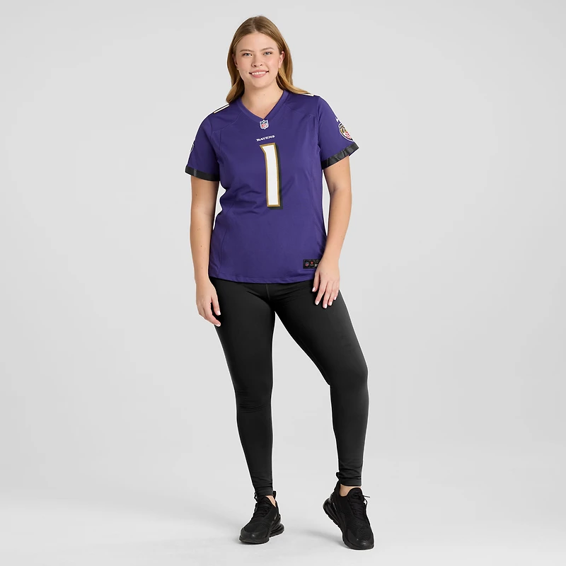 Women's Nike Number 1 Bride Purple Baltimore Ravens Game Jersey