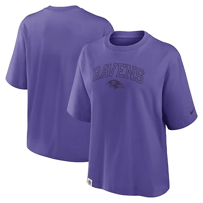 T-shirt Nike violet Glory Arch Boxy pour femme des Baltimore Ravens