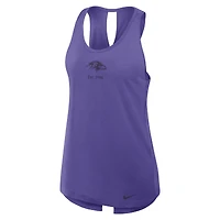 Débardeur Nike violet Baltimore Ravens Glory Crisscross Dri-FIT pour femme