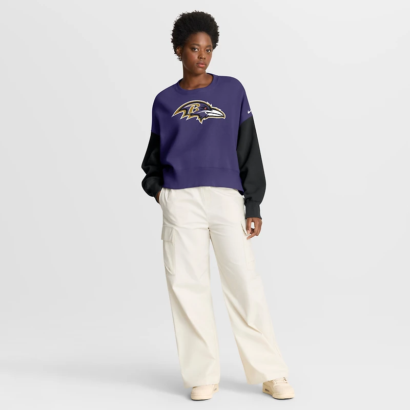 Sweat-shirt oversize violet à blocs de couleurs Nike pour femme des Baltimore Ravens