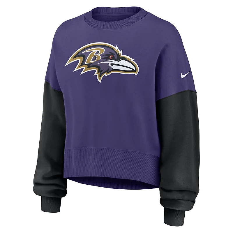 Sweat-shirt oversize violet à blocs de couleurs Nike pour femme des Baltimore Ravens
