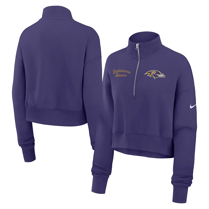 Women's Nike Purple Baltimore Ravens Phoenix Half-Zip Sweatshirt