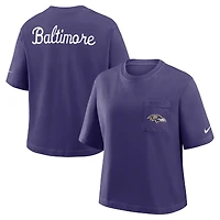 Women's Nike Purple Baltimore Ravens Rewind Pocket Boxy T-Shirt