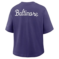 T-shirt Nike violet à poche carrée Rewind des Baltimore Ravens pour femme