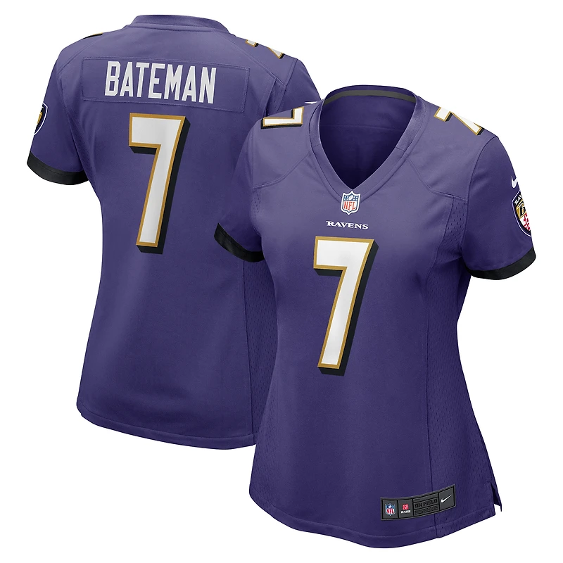 Maillot de match Nike Rashod Bateman violet des Ravens Baltimore pour femme