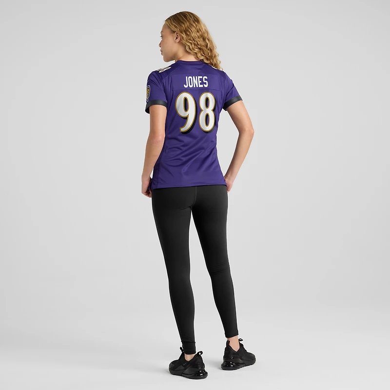 Maillot de match joueur Nike Travis Jones violet Baltimore Ravens pour femme
