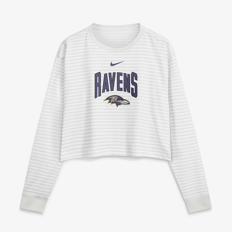 Women's Nike White Baltimore Ravens Loose Fit Crop Top