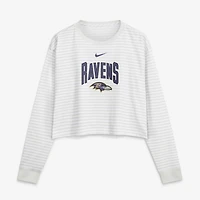 Women's Nike White Baltimore Ravens Loose Fit Crop Top