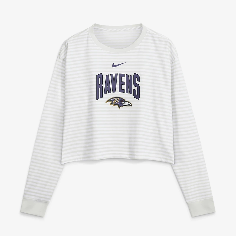 Women's Nike White Baltimore Ravens Loose Fit Crop Top