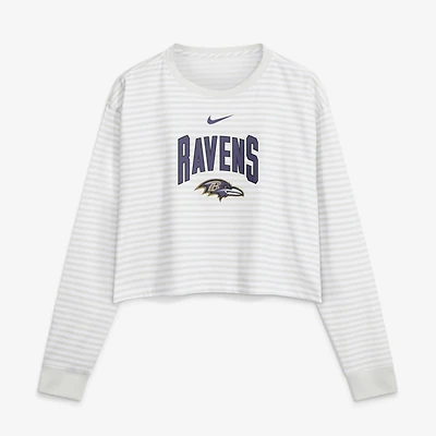 Women's Nike White Baltimore Ravens Loose Fit Crop Top