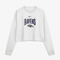 Women's Nike White Baltimore Ravens Loose Fit Crop Top
