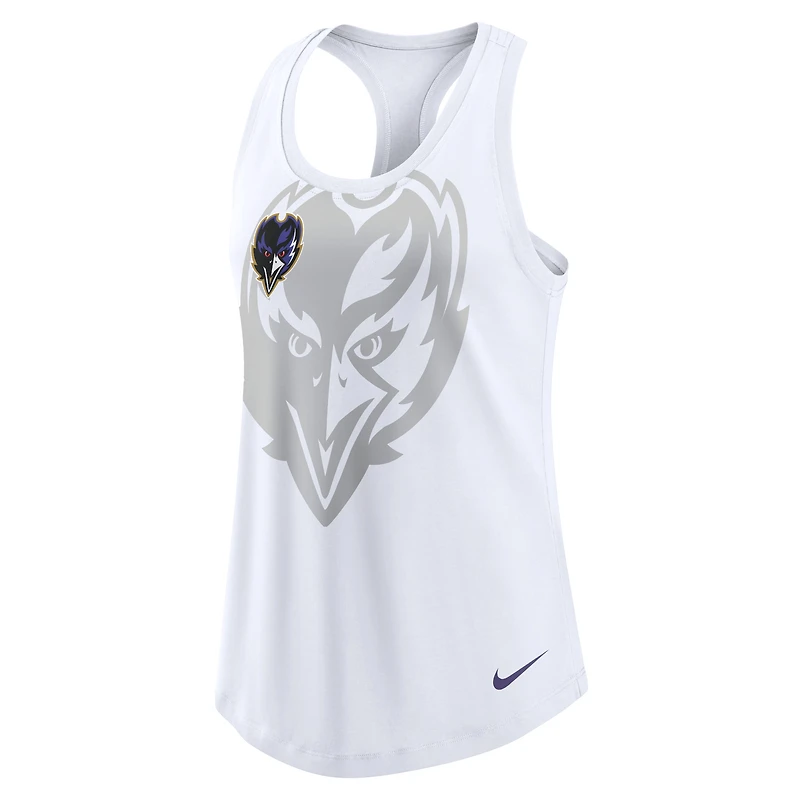 Women's Nike White Baltimore Ravens Tri-Blend Racerback Scoop Neck Tank Top