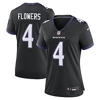 Maillot alternatif noir Nike Zay Flowers pour femmes des Ravens de Baltimore