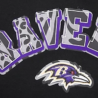 Women's Pro Standard Black Baltimore Ravens Animal Print Fleece Pullover Hoodie