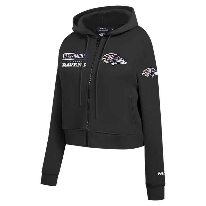 Women's Pro Standard Black Baltimore Ravens Split Logo Full-Zip Hoodie