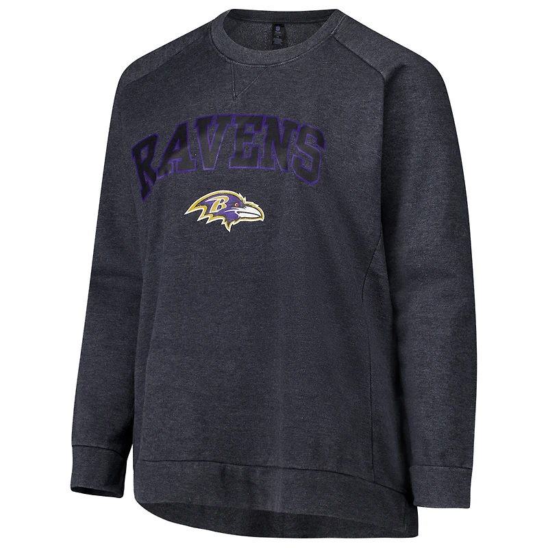 Women's Profile  Charcoal Baltimore Ravens Plus Acid Wash Raglan Sweatshirt