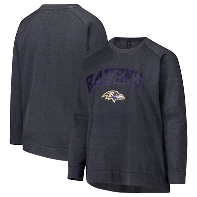 Women's Profile Charcoal Baltimore Ravens Plus Acid Wash Raglan Sweatshirt