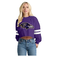 T-shirt à manches longues rayé oversize court violet Spirit Jersey pour femme, Baltimore Ravens