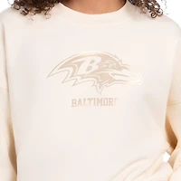 Women's Starter Cream Baltimore Ravens Travel Pastels Boxy Fleece Sweatshirt