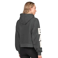 Women's Starter  Heather Charcoal Baltimore Ravens Star Player Cropped Fleece Pullover Hoodie