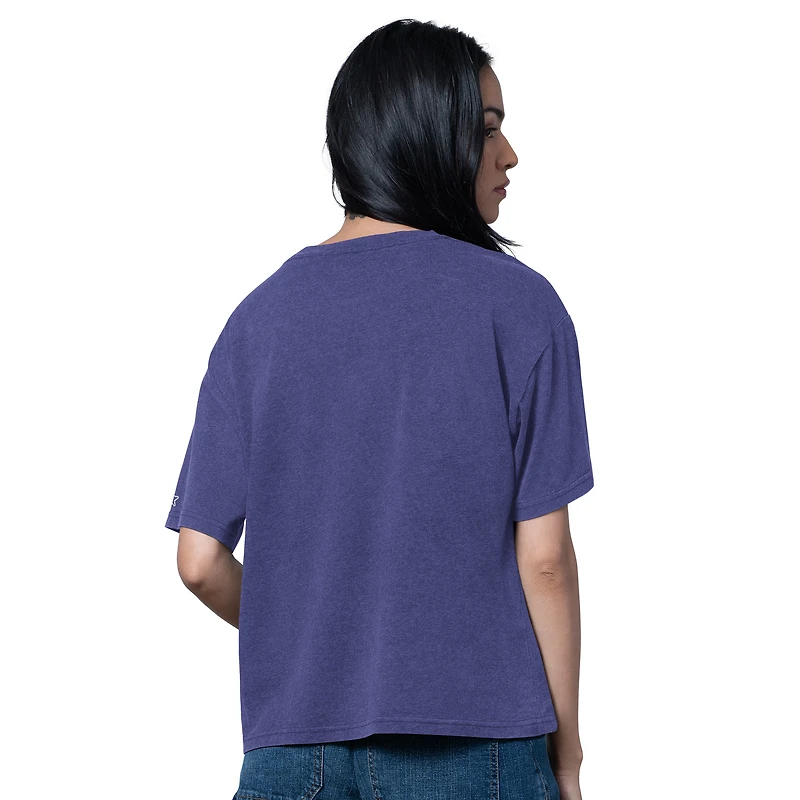 T-shirt surdimensionné violet chiné pour femme des Ravens de Baltimore, symbole du Temple la renommée