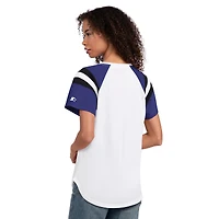 T-shirt à col cranté Starter blanc pour femme, Baltimore Ravens Game On