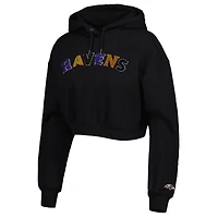 Women's The Wild Collective Black Baltimore Ravens Cropped Pullover Hoodie