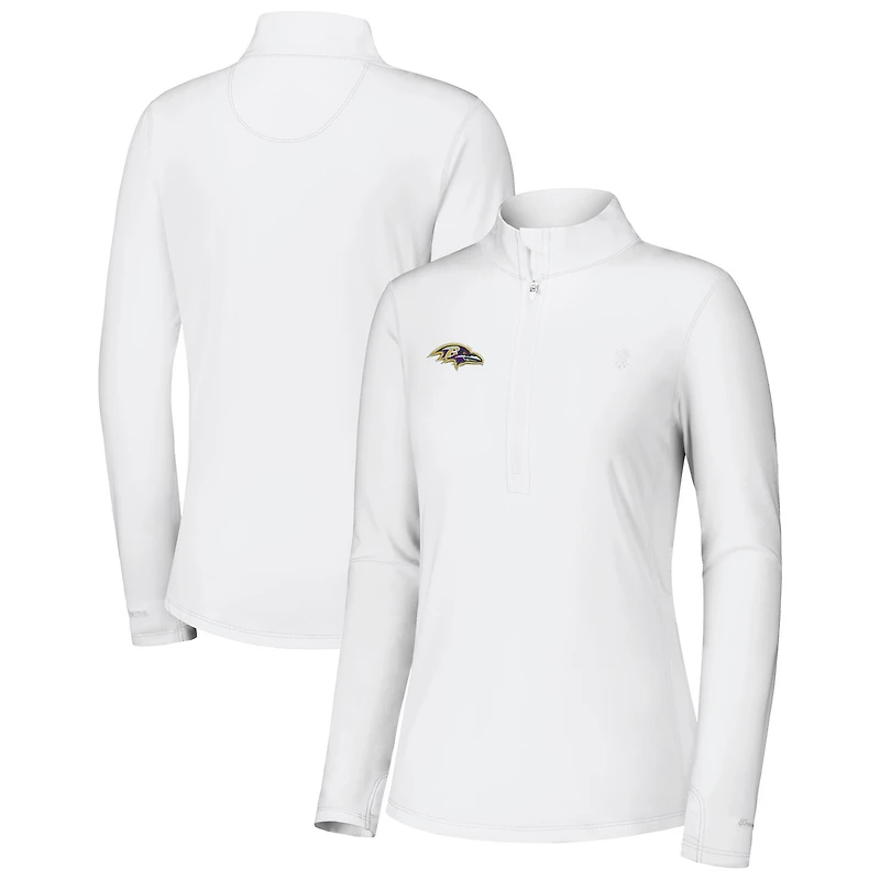 Women's Tommy Bahama White Baltimore Ravens Sport Playa Vista IslandZone Quarter-Zip Jacket