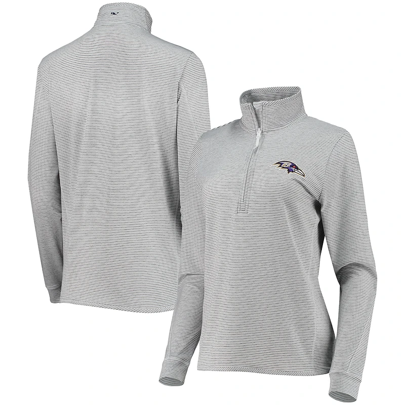 Women's Vineyard Vines Heather Gray Baltimore Ravens Sankaty Shep Half-Zip Pullover Top