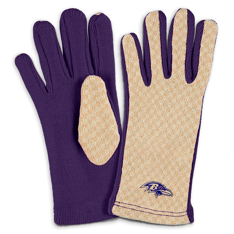 Ensemble écharpe et gants à micro-carreaux ton sur ton pour femme WEAR by Erin Andrews Baltimore Ravens